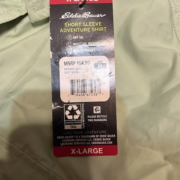 NWT Eddie Bauer short sleeved adventure shirt quiet green - Picture 6 of 7